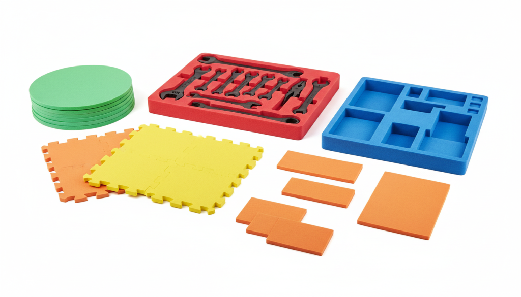 Custom EVA foam products in multiple colors and shapes